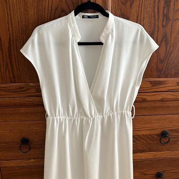 Zara Off-White Midi Ruffle Dress - Picture 6 of 9